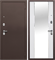 Дверь входная Тайга 7 см. Темный Медный Антик/Эмалит белый Зеркало 9860