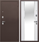 Дверь входная Тайга 7 см. Темный Медный Антик/Эмалит белый Зеркало (960 мм, Левая) 9860-960L